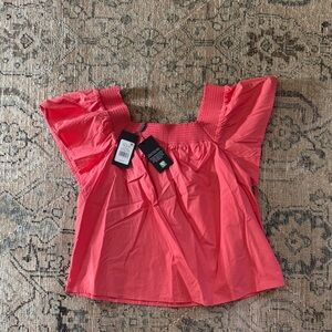 NWT Rails Coral Blouse with Flutter Sleeves SIZE SMALL